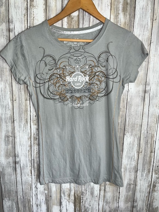 Hard Rock Cafe Tops - Hard Rock Couture Nashville Rhinestone Graphic Tee XS Fitted Y2K Baby Tee